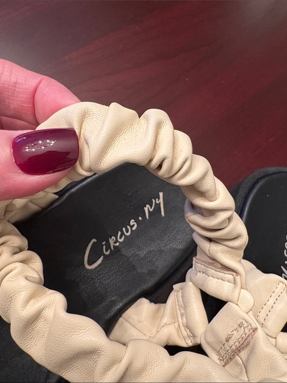 Womens Neutral Ruched-Strap Platform Sandals - Picture 2 of 4